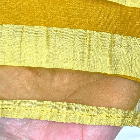 Yellow Strapless Crinkle Sheer Stripe Pleated Dress 6 Girly Flowy HOCO Pageant - Picture 5 of 13